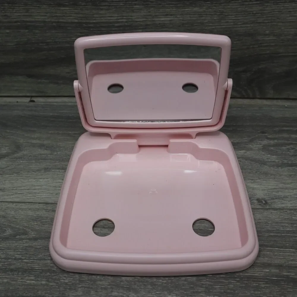 Showcase Mirror Tray Pink Tabletop Vanity Makeup Travel Folding Health Beauty